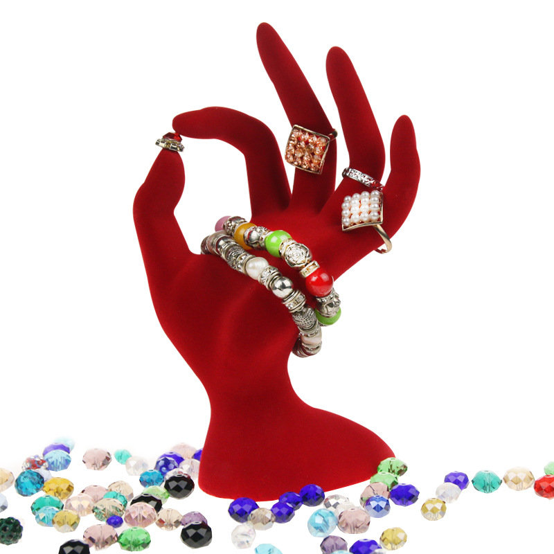 Fashion Black/red Velvet Jewelry Display Stands Ring Bracelet Necklace Hanging Hand Holder