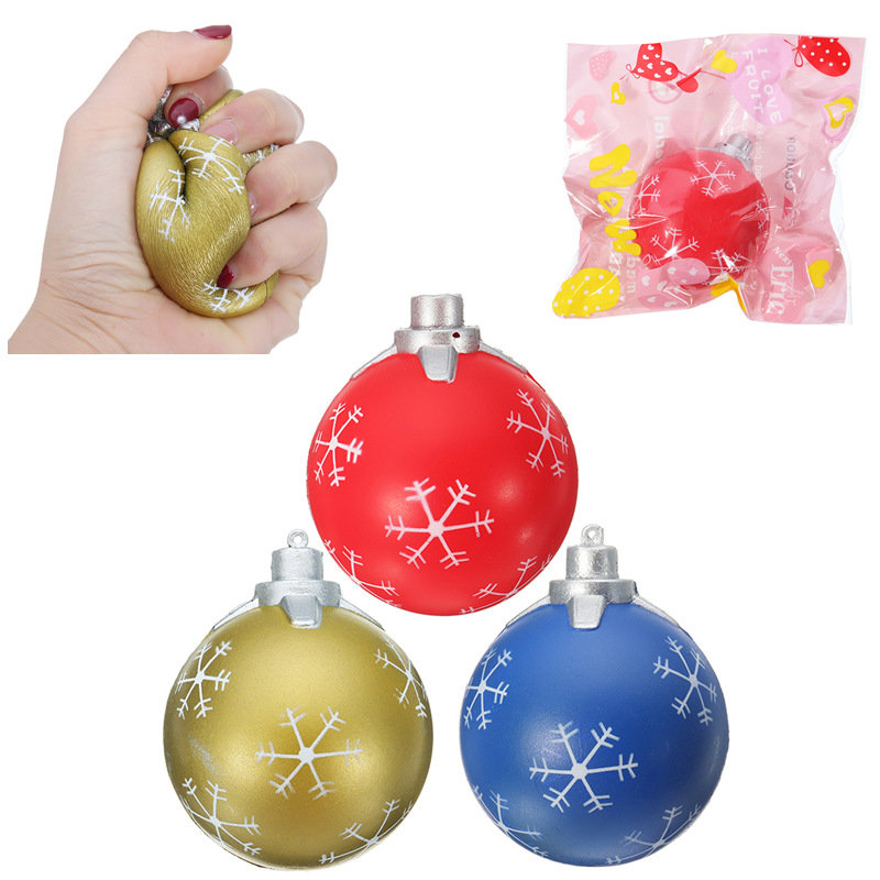 PU Cartoon Christmas Balls Squishy Toys 9.5cm Slow Rising With Packaging Collection Gift Soft Toy 