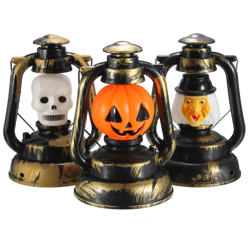 

Halloween Pumpkin Skull Witch Lantern Lamp With Light Laughter
