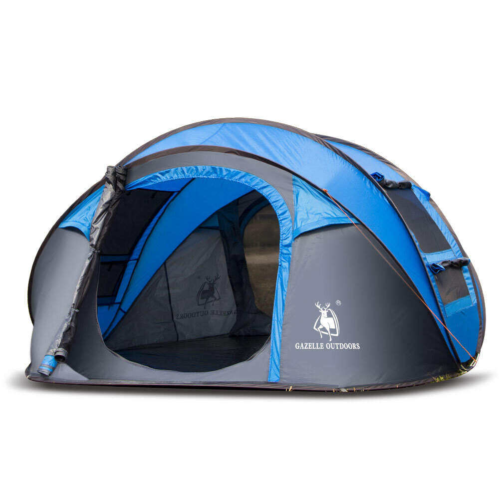 Outdoor 3-4 Persons Camping Tent Automatic Opening Single Layer Canopy Waterproof Anti-UV Sunshade