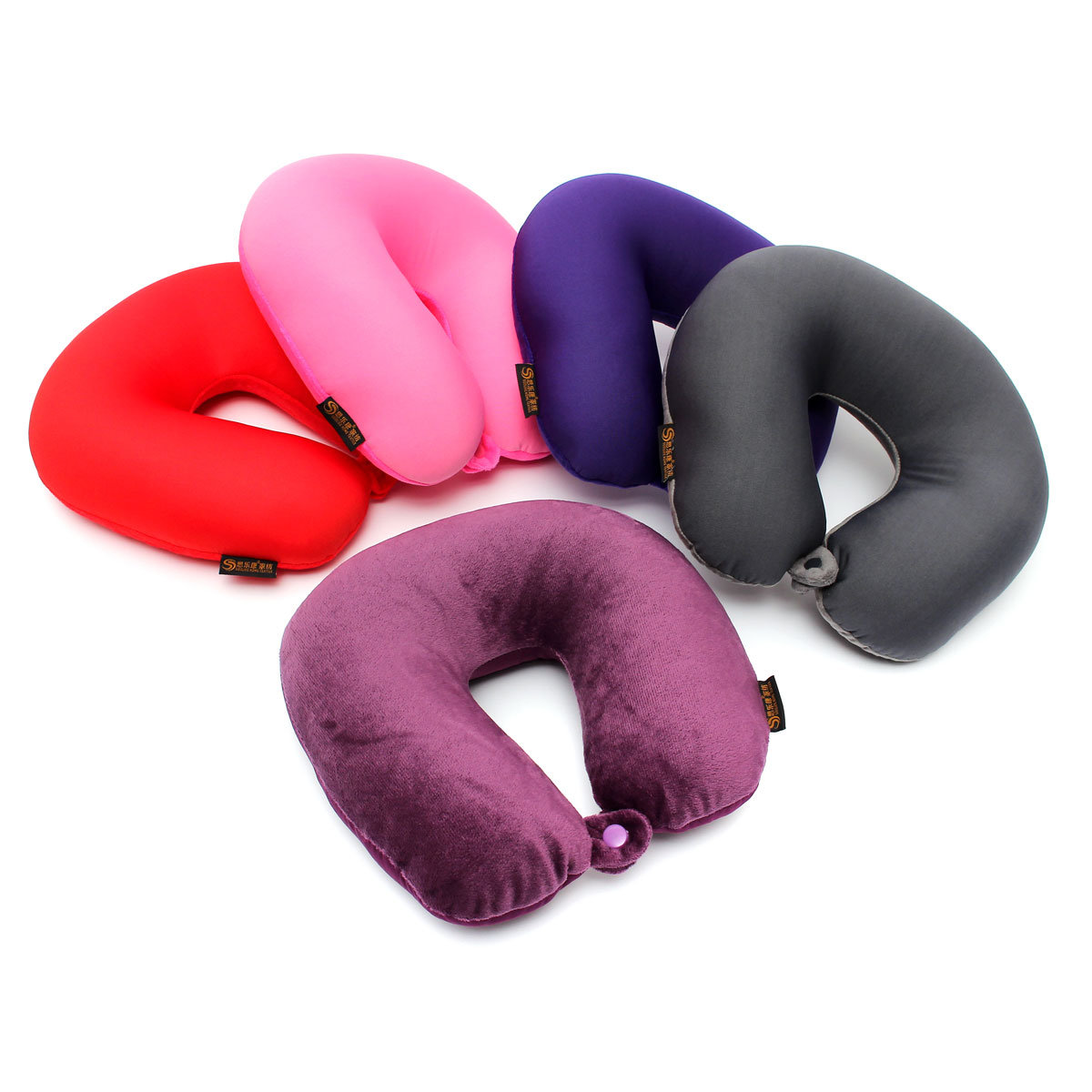 

Memory Foam Particles U-Shape Neck Headrest Pillow Car Flight Travel Soft Nursing Cushion, Gray;pink;violet;purple