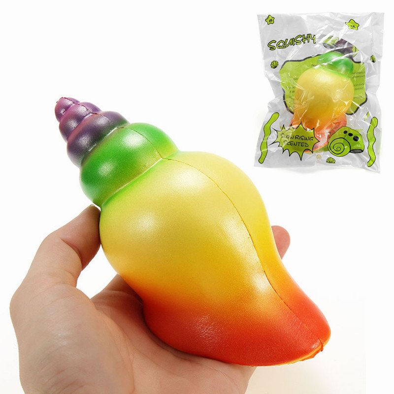 Squishy Rainbow Conch 14cm Lenta Rising Con l'imballaggio Imballaggio Decorazione regalo Soft Squeeze Toy