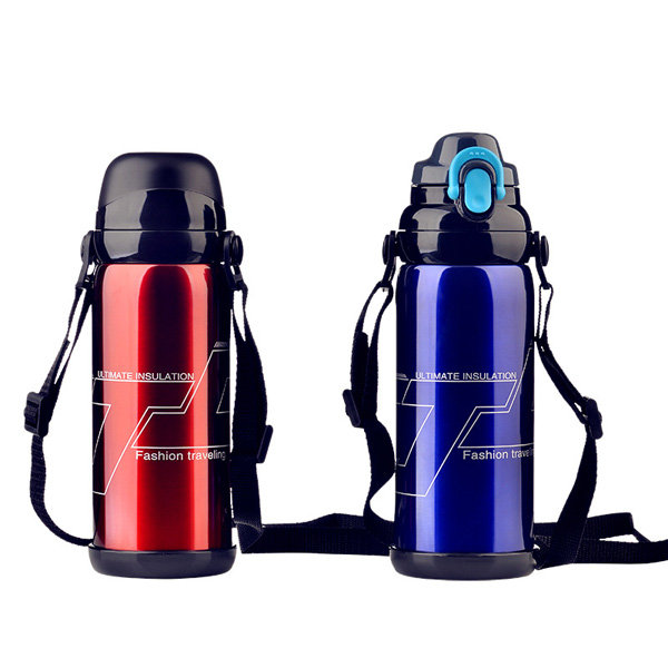 

800ml Stainless Steel Double Cover Thermal Insulation Kettle Vacuum Thermos Flask Travel Mug, Grey;wine;blue;red;black