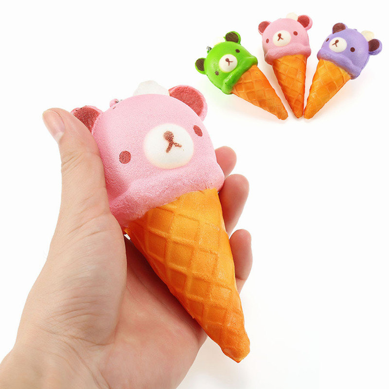

Squishy Ice Cream Bear Soft Slow Rising Collection Gift Decor Squish Squeeze Toy, Purple;pink