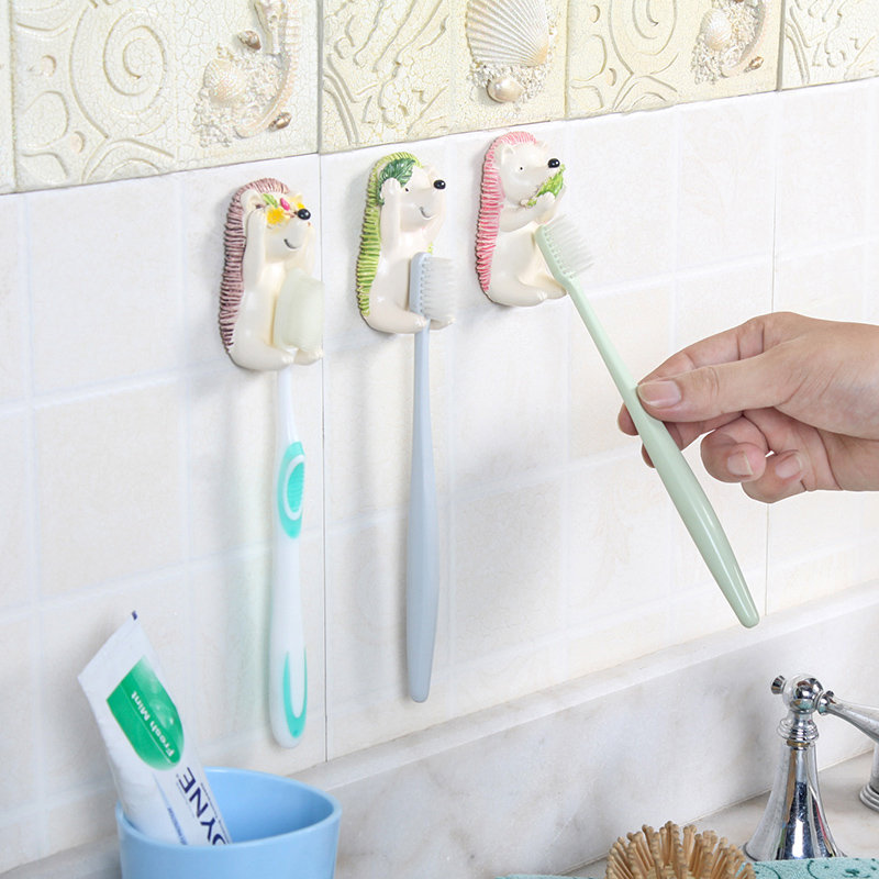 

Honana BX Resin Shy Hedgehog Toothbrush Suction Holder Wall Mount Plug Socket Organizer, Coffee;green;pink