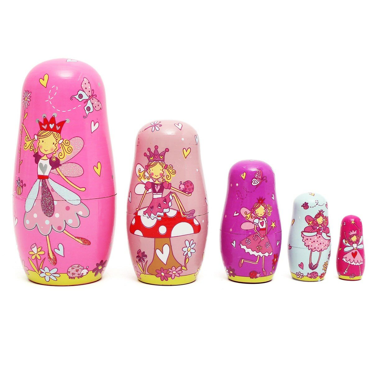 

5pcs Wooden Angel Fairy Russian Babushka Matryoshka Nesting Dolls Tricky Toys Creative Gift