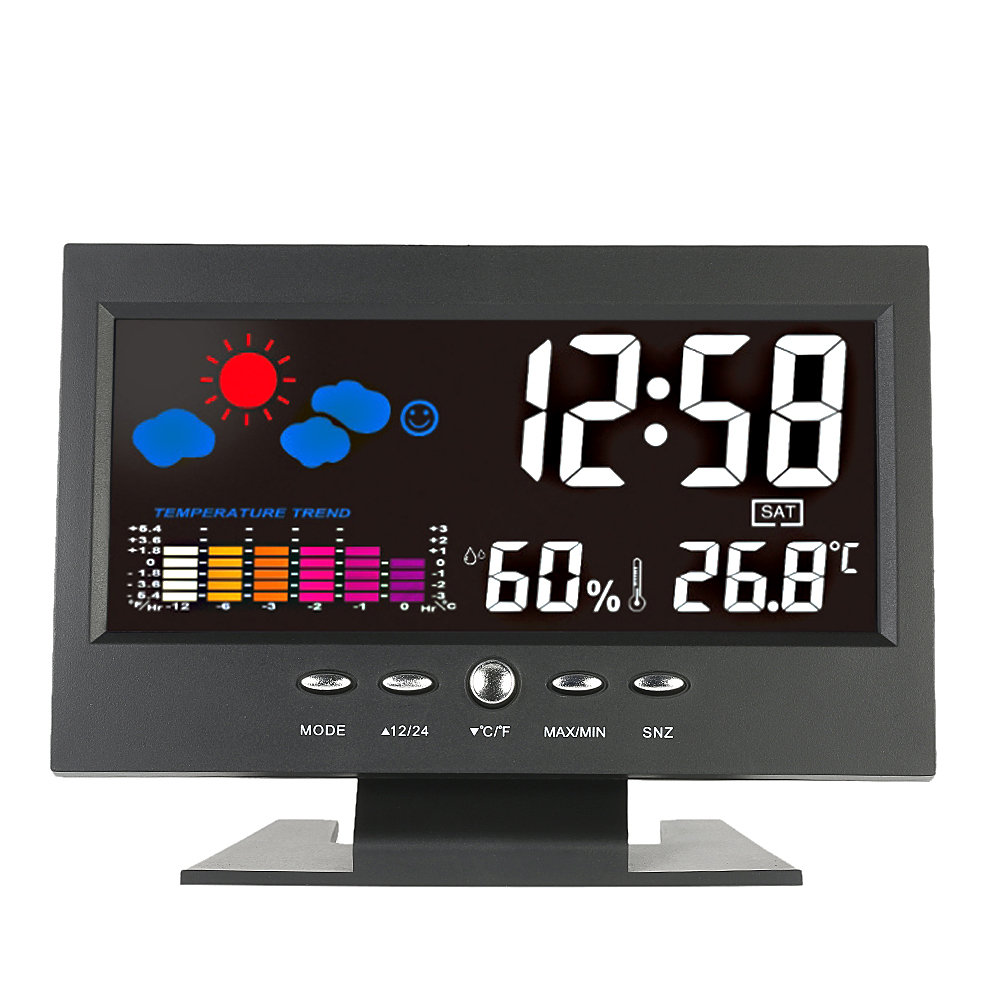 

Digital Thermometer Hygrometer Weather Station Alarm Clock Temperature Gauge Colorful LCD Calendar