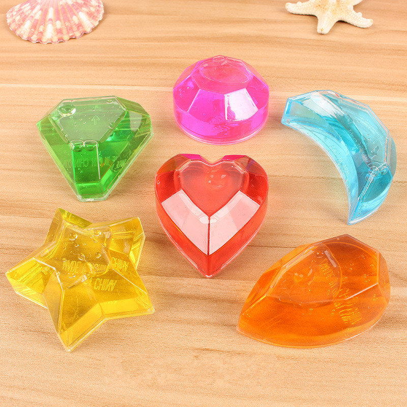6PCS Crystal Diamond Star Slime Geléia Plasticine Stress Relief Gift Toy