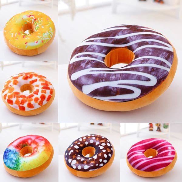 40cm Colourful Creative 3d Plush Donut Throw Pillow Sofa Car Office Cushion Valentines Gift
