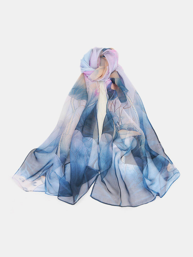 महिला जॉर्जट रमज़ान दोहरे उपयोग वाले पुष्प पैटर्न लंबे पतले स्कार्फ शाल