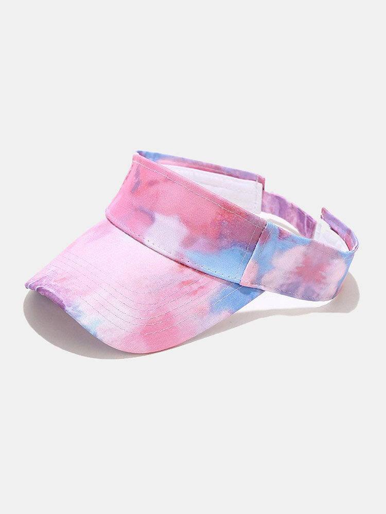 Women Polyester Cotton Graffiti Tie-dye Printing Fashion Sunscreen Empty Top Hat
