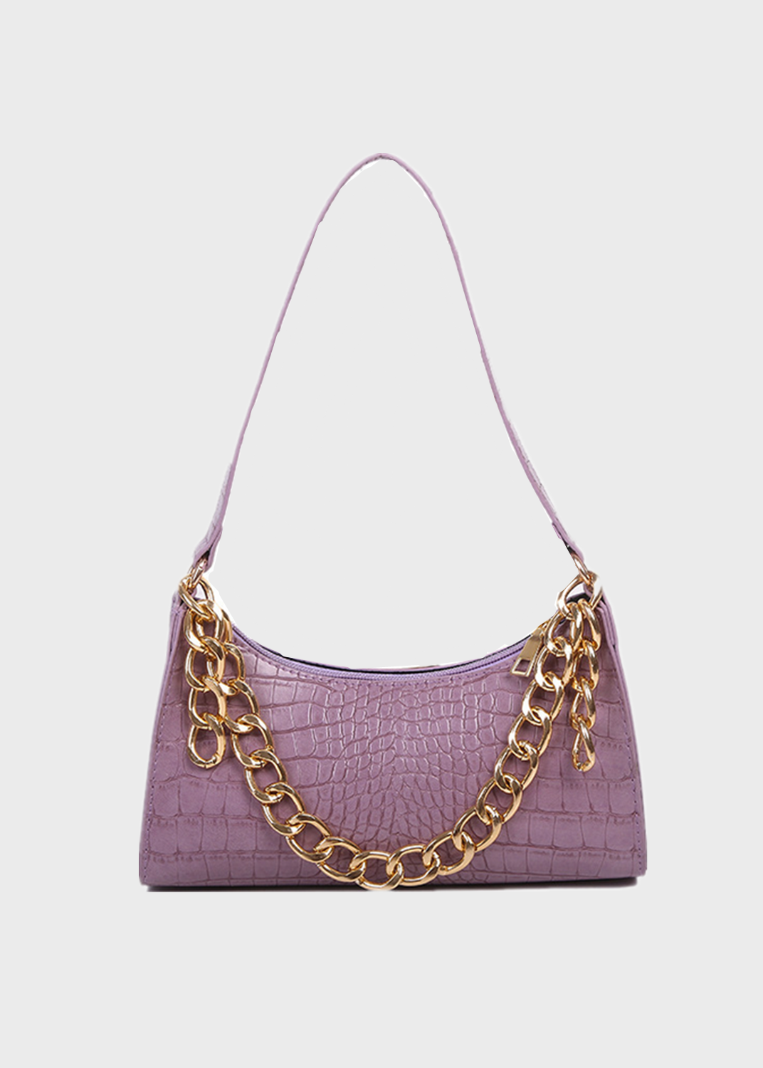 

Women Stylish Chains Alligator Pattern Print Shoulder Bag Handbag, White;purple;black