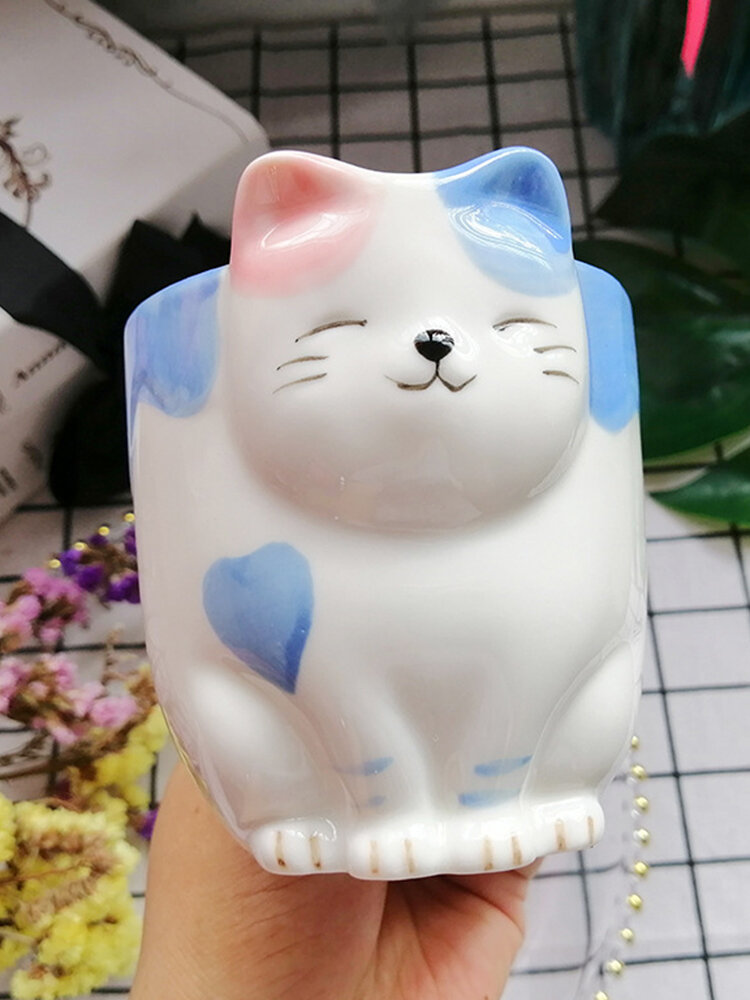 Cat Ceramic Mug With Lid  Ins Style Coffee Milk Water Cup Gift For Children