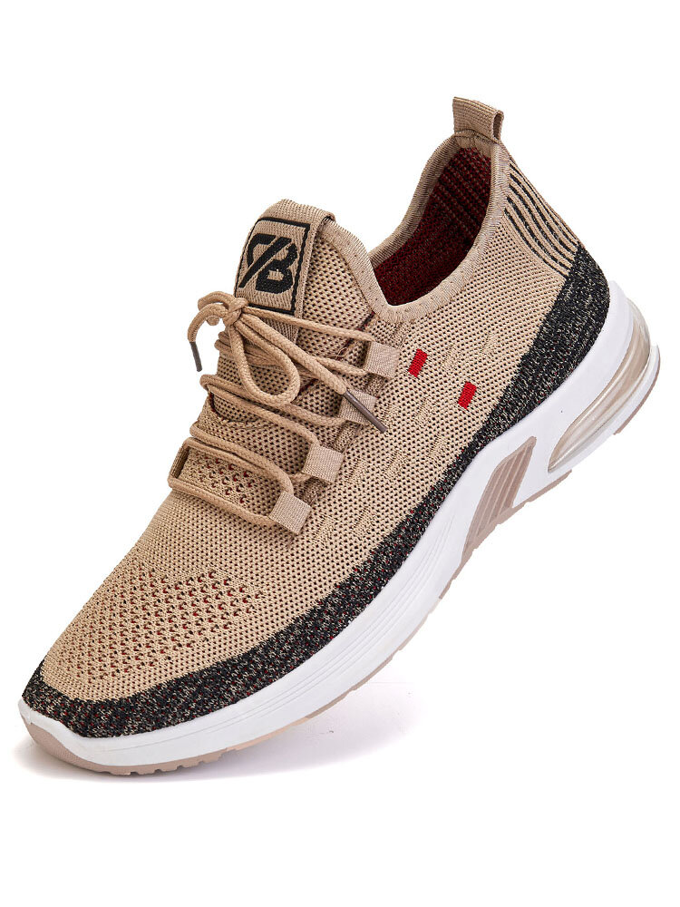 Men Knitted Fabric Air-cushion Sole Shock Absorption Running Sneakers