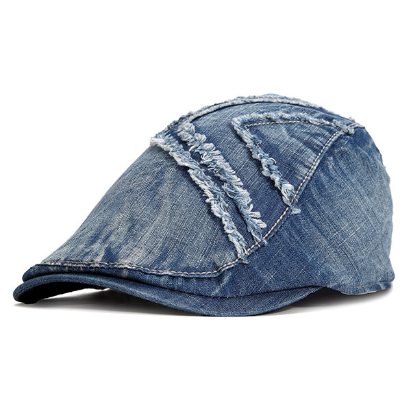 

Mens Vintage Washed Cotton Cowboy Beret Hat Casual Travel Sunscreen Golf Forward Caps, Dark blue;light blue