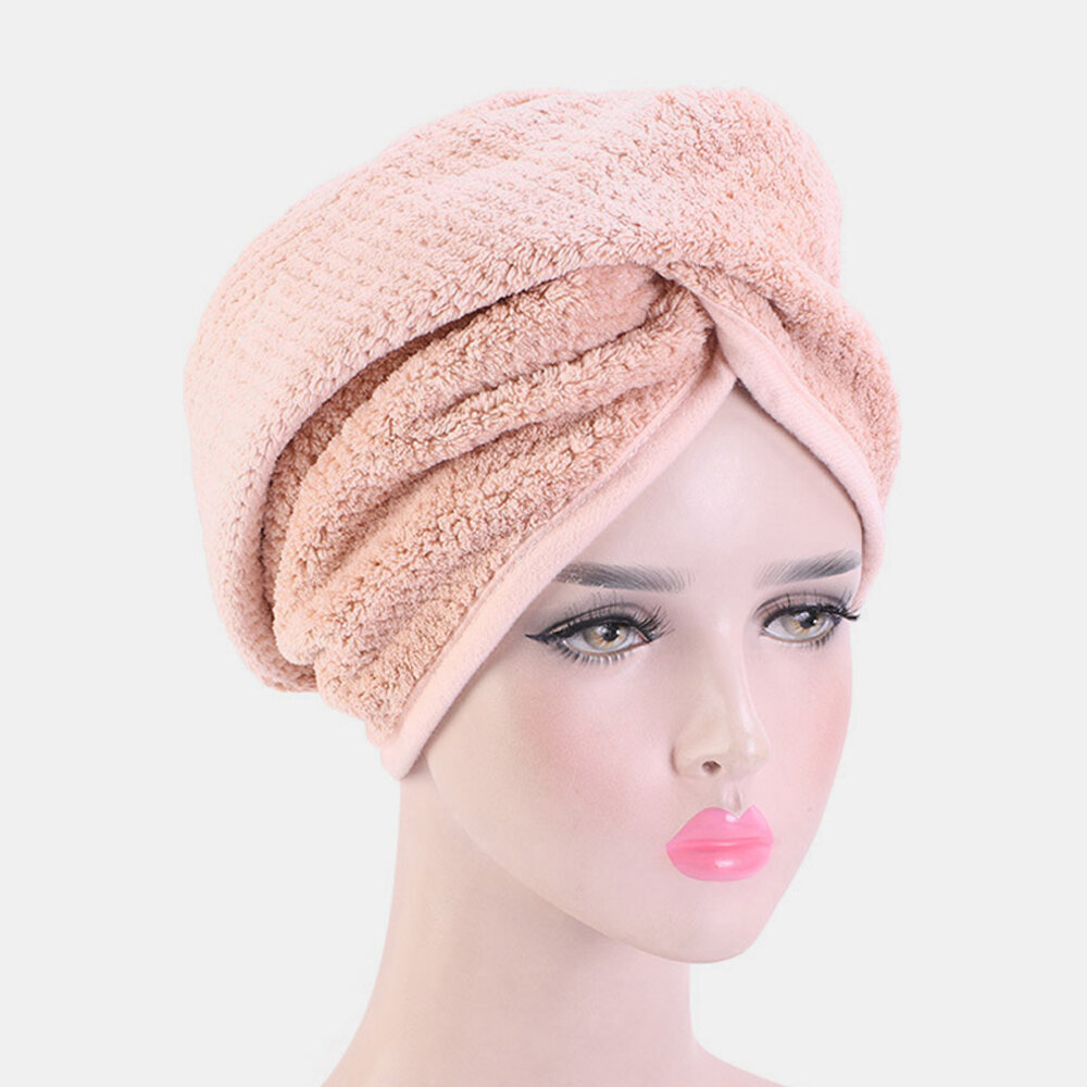 

Pineapple Dry Hair Cap Microfiber Water Absorbing Thickening Shower Cap Quick-Drying Coral Fleece Turban, Beige;pink;green;khaki;white;coffee
