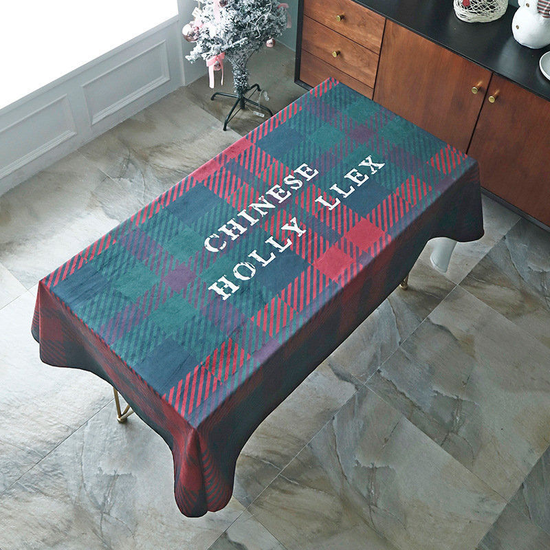 Classical Christmas Red&Green Lattice Rectangular Tablecloth Home Dinning Table Christmas Decor