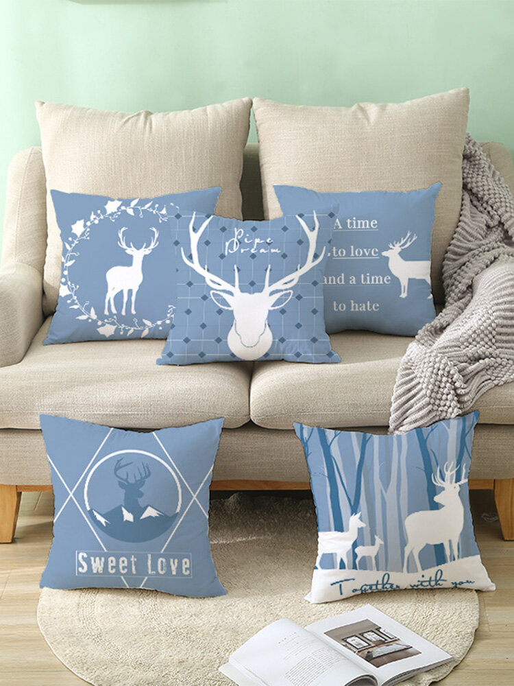 

1 PC Plush Elk Pattern Decoration In Bedroom Living Room Sofa Cushion Cover Throw Pillow Cover Pillowcase