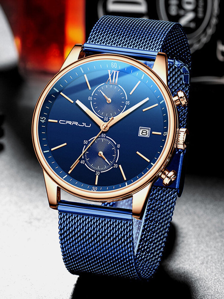 4 cores liga masculina empresarial Watch ponteiro impermeável calendário quartzo Watch