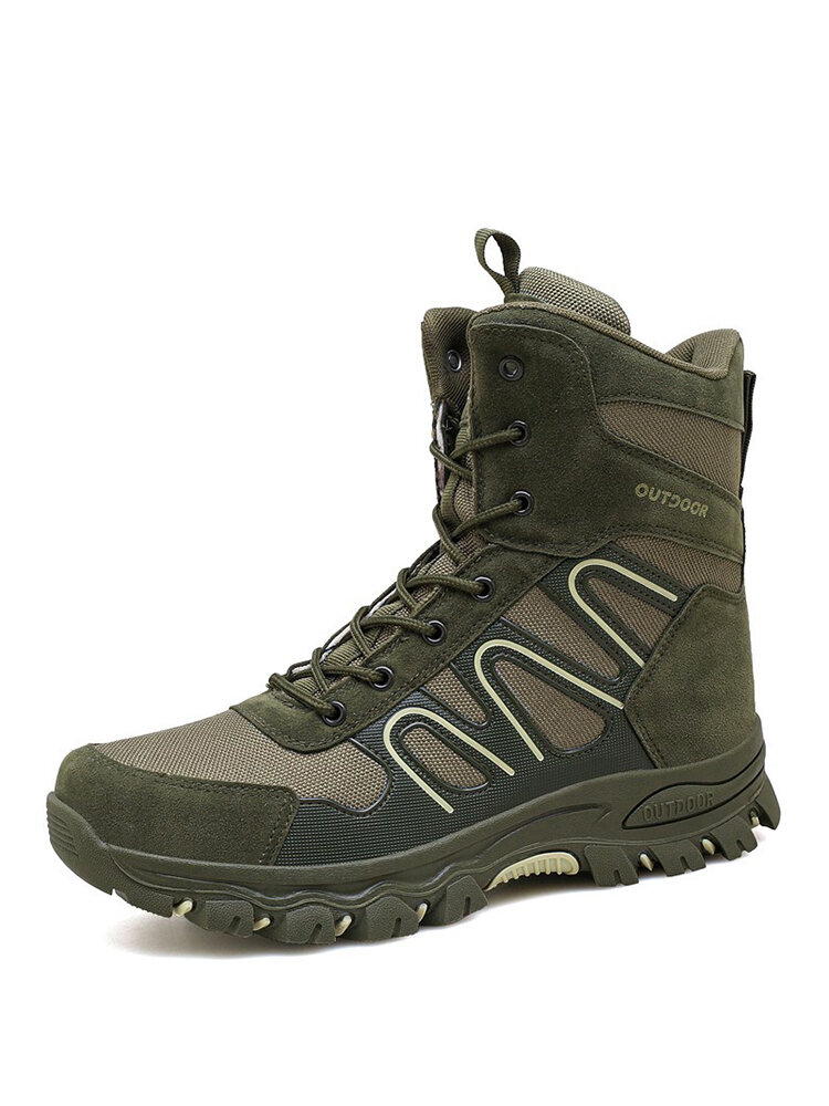

Men Outdoor Canvas Splicing Breathable Slip Resistant Combat Hiking Boots, Black;green;beige