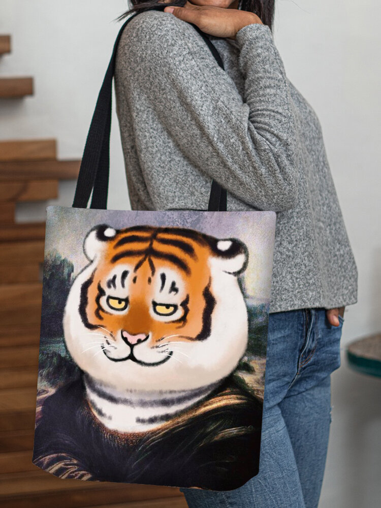 Women Cute Tiger Pattern Print Shoulder Bag Handbag Tote