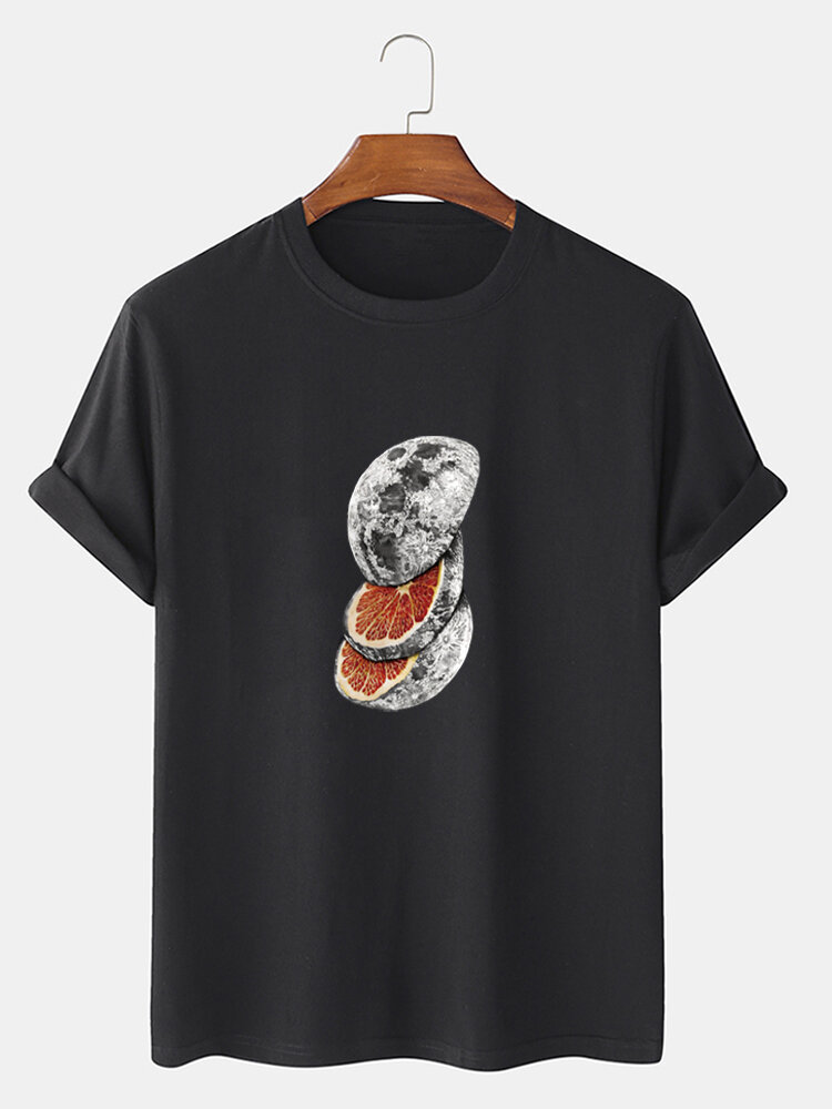 Мужская уличная футболка Дизайн Moon Orange Slice Graphics из 100% хлопка