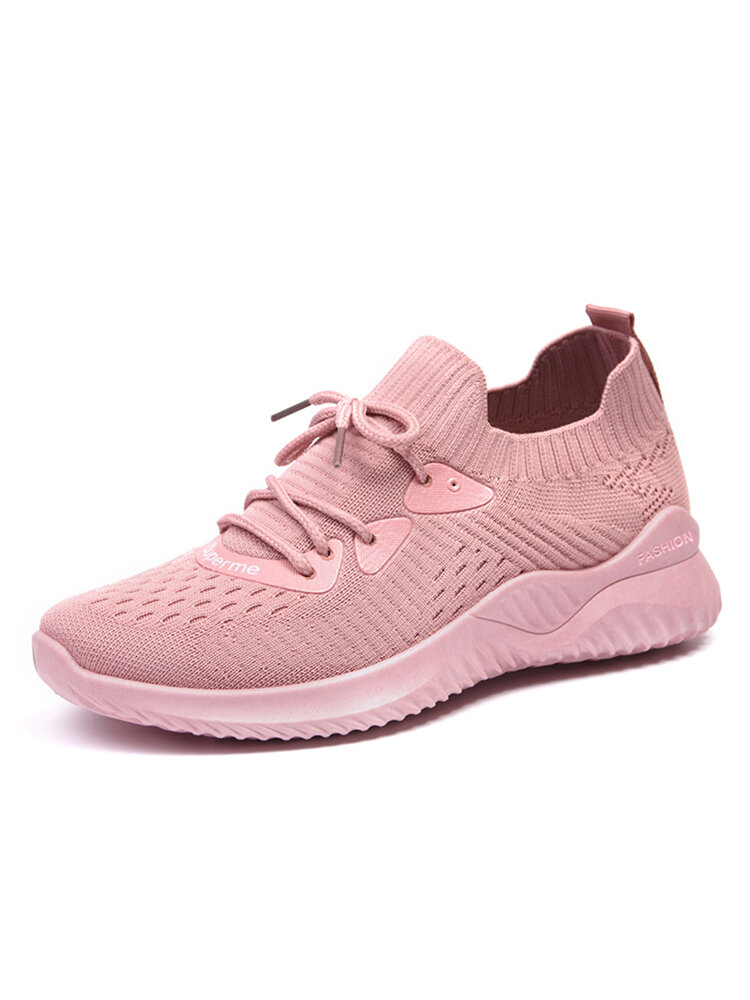 Women Knitted Brathable Soft Sole Comfy Sports Casual Sneakers