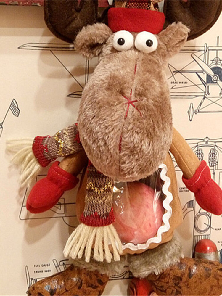 43 cm Criativo Novo Natal Elk Boneca Presente Bolsa Véspera de Natal Pacífica Maçã Fruta Bolsa Decoração de casa