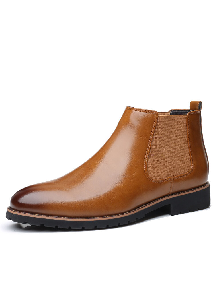 

Men Microfiber Leather Brief Chelsea Boots, Black;brown