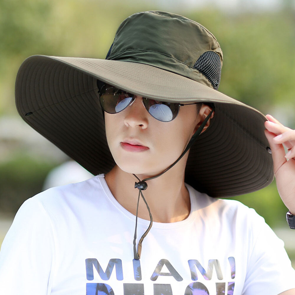

Hat Men's Big Brim Sun Hat Outdoor Breathable Sun Hat Anti-ultraviolet Fishing Mountaineering Sun Hat, Khaki;black;dark grey;light grey;army green