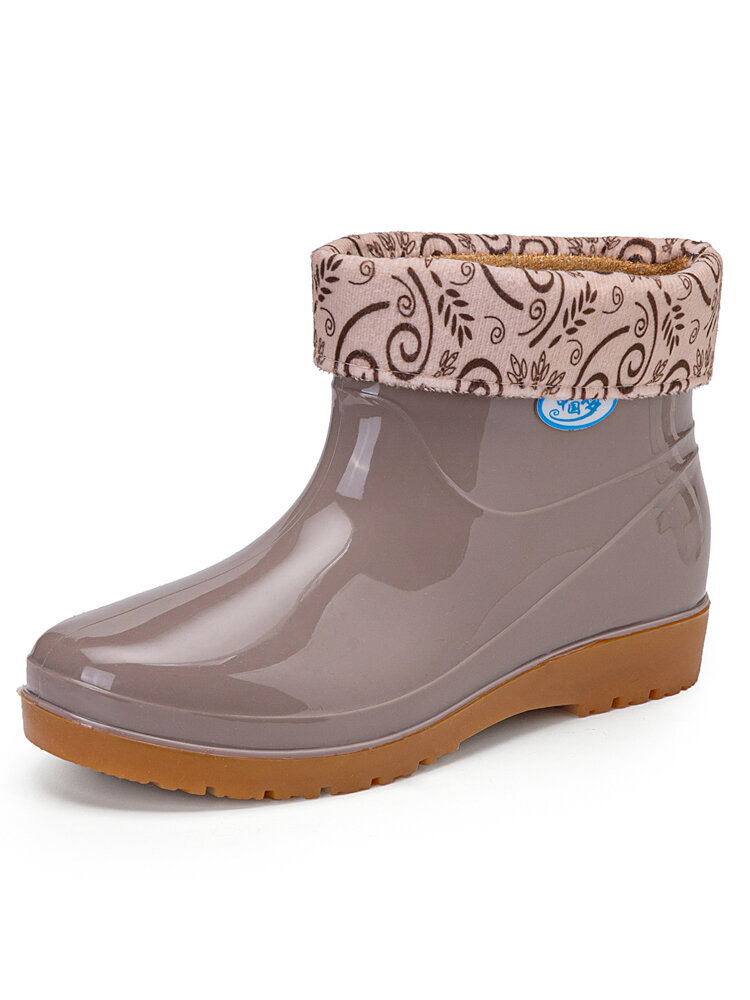 Women Waterproof Non-slip Removable Warm Lined Soft Comfy Rain Boots