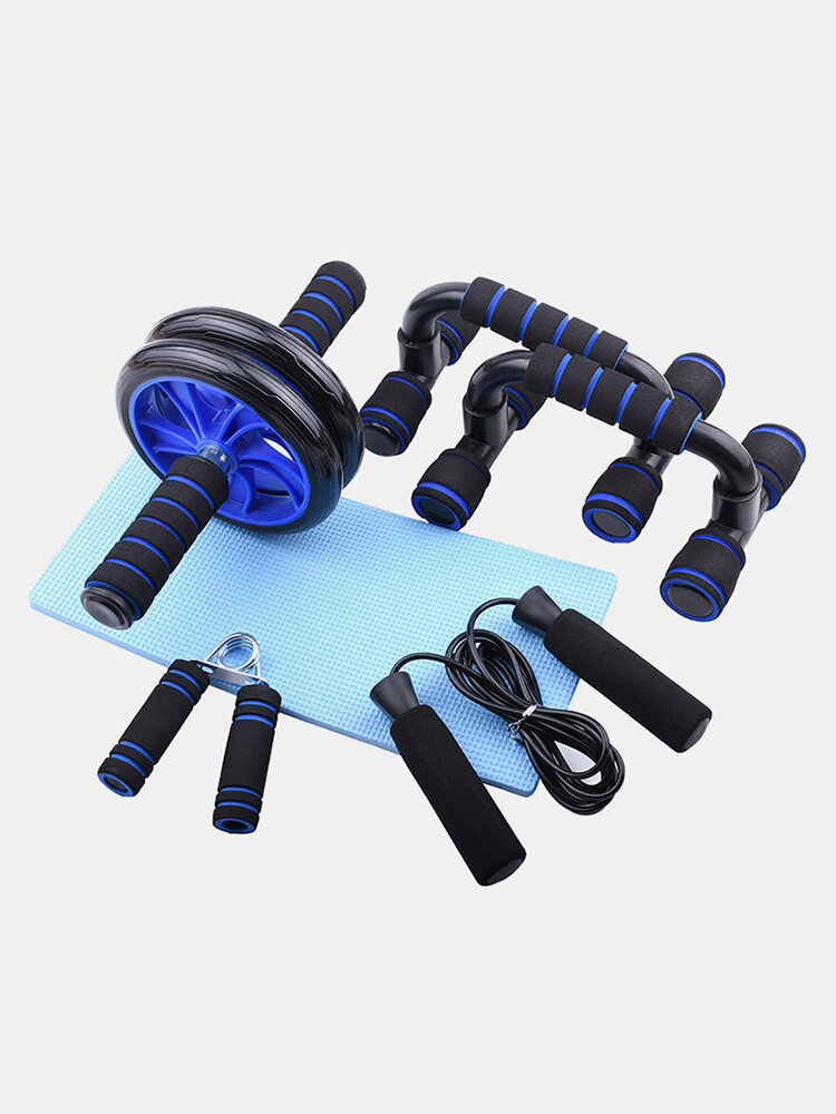 Gym Fitness Equipment Muscle Trainer Wheel Roller Kit Abdominal Roller Push Up Bar Jump Rope