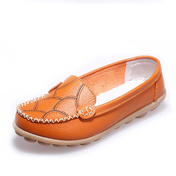 Pattern Leather Flat Soft Sole Casual Comfortable Loafers