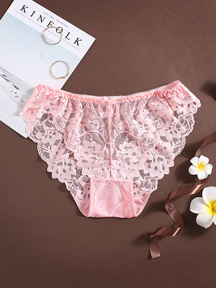 Women Thin Flower Pattern Comfy Lace Sexy Panties