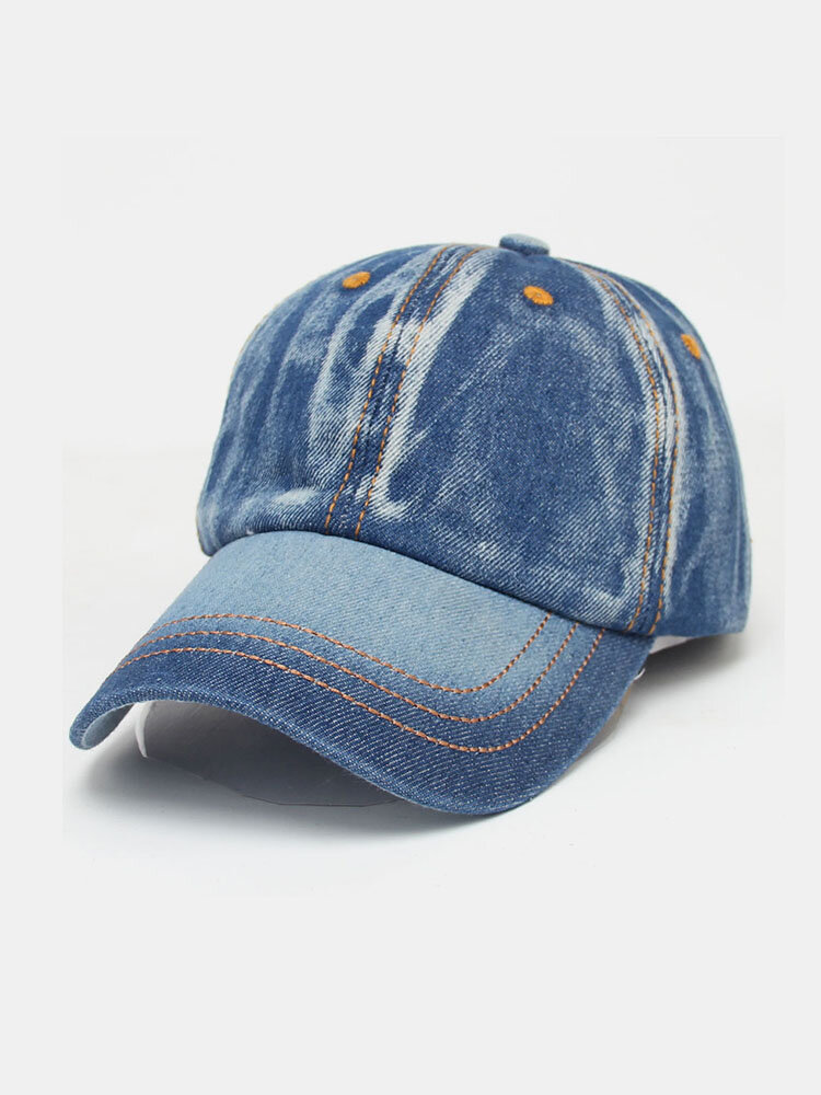 Mens Women Vintage Solid Color Denim Baseball Cap Casual Travel Visor Snapback Caps Jeans Hat