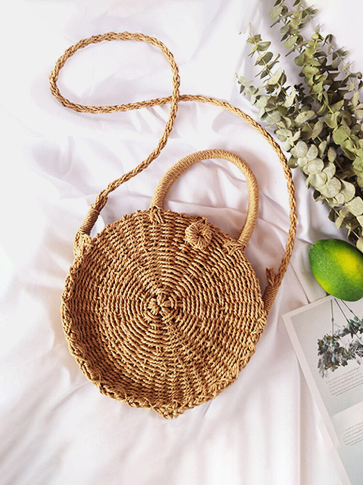 Round Straw Bags Summer Beach Bags Crossbody Bags For Women