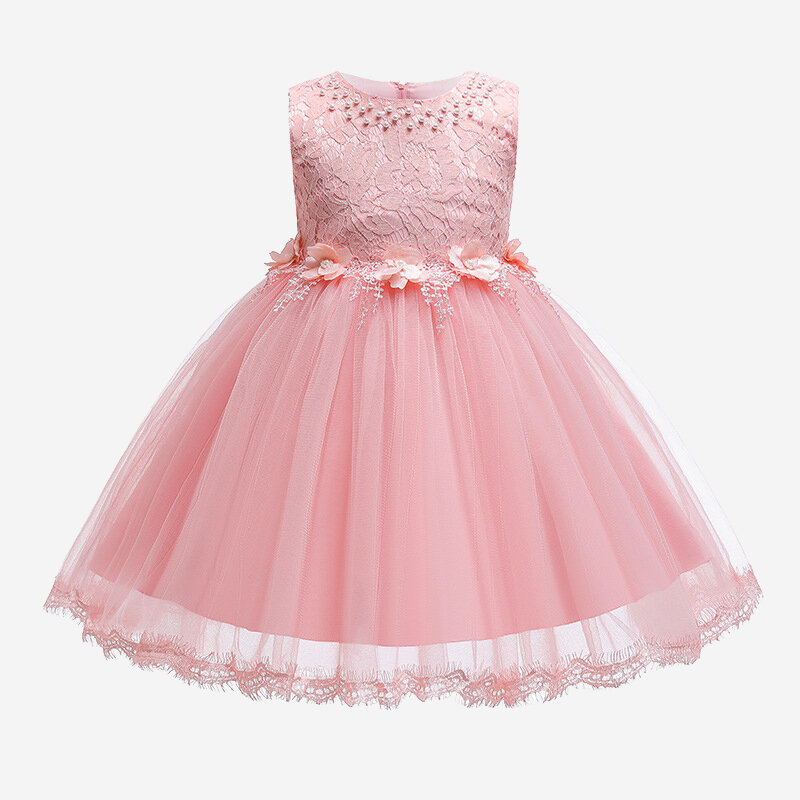 

Girl's Lace Flower Sleeveless Tulle Princess Dress For 4-12Y, White;pink;light blue;purple