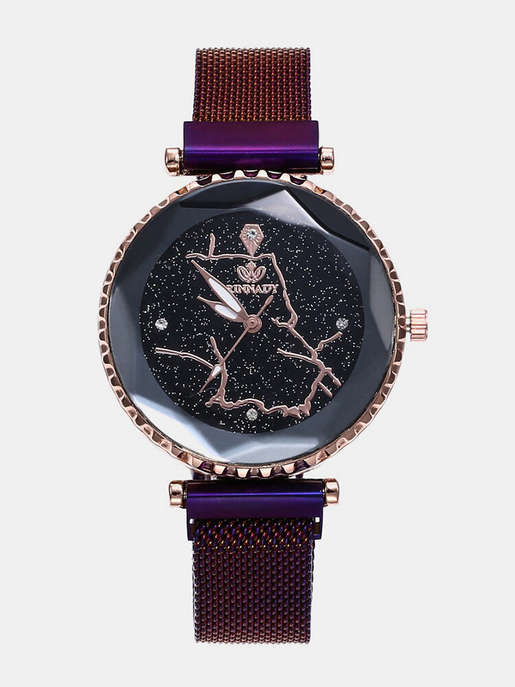 Trendy Starry Sky Quartz Watch Stainless Steel Magnet Women Watch Waterproof Watch