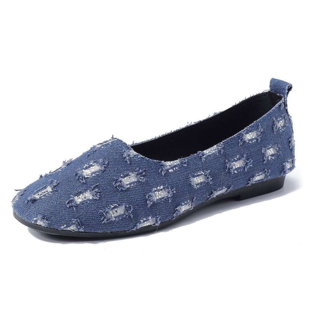 Canvas Hole Slip On Lazy Casual Womens Loafers