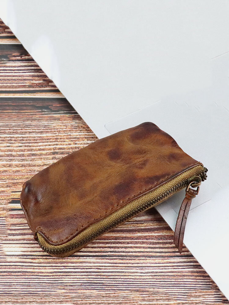 Men Retro Genuine Leather Old Coin Purse Wallet