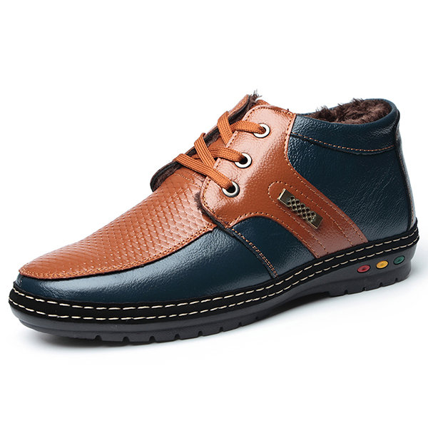Men Cow Leather Lace Up Casual Shoes