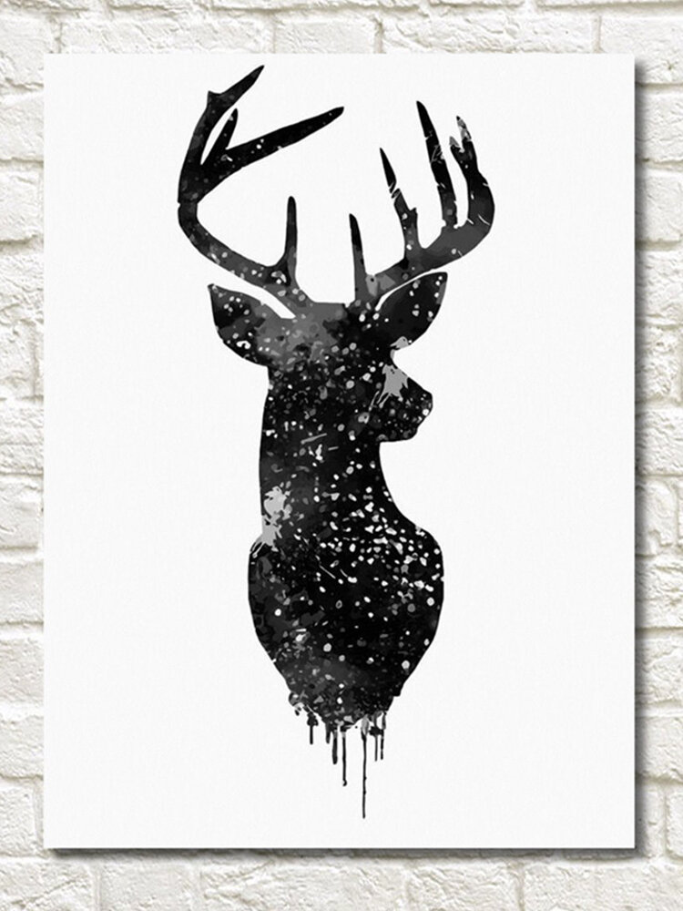 

30*40cm Deer Head Animal Canvas Painting Poster Watercolor Modern Living Room Home Decor