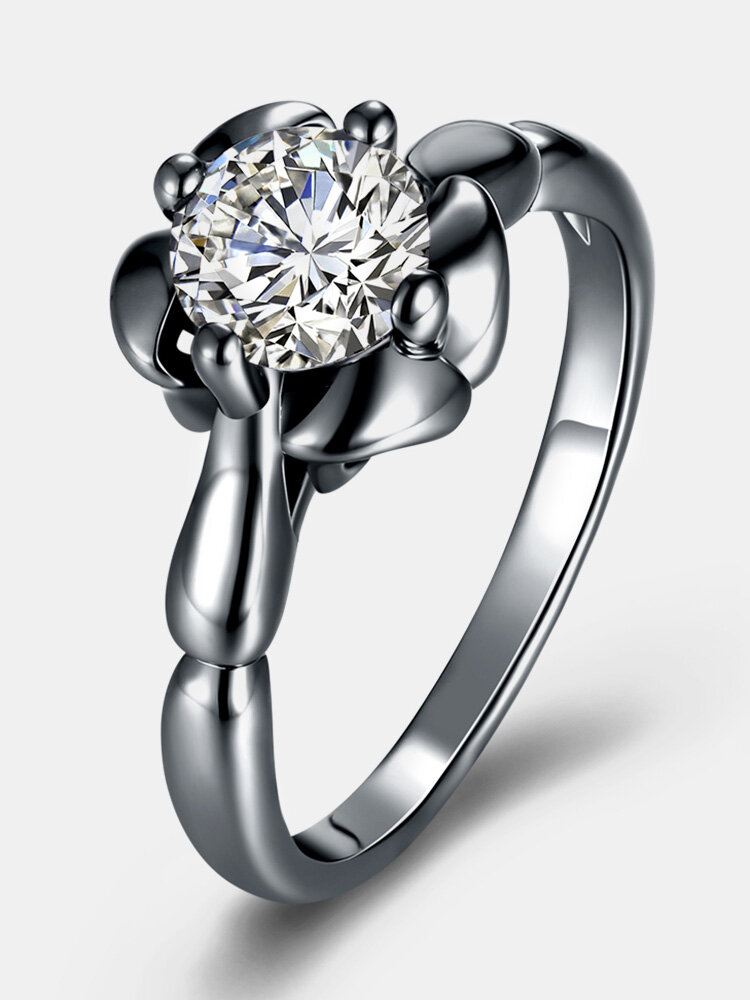 INALIS Elegant Flower Shiny Zircon Finger Ring Wholesale Gift for Women 