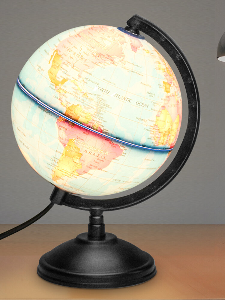 

Blue Ocean World Earth Globe Map Teaching Geography Map Rotating Night Light Desktop Decor