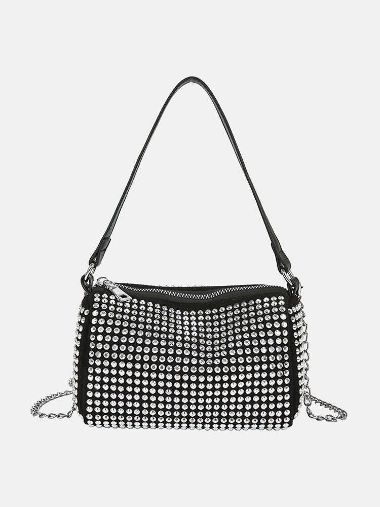 Nylon Stylish Bright Diamond Chain Design Multifunction Shoulder Bag Handbag