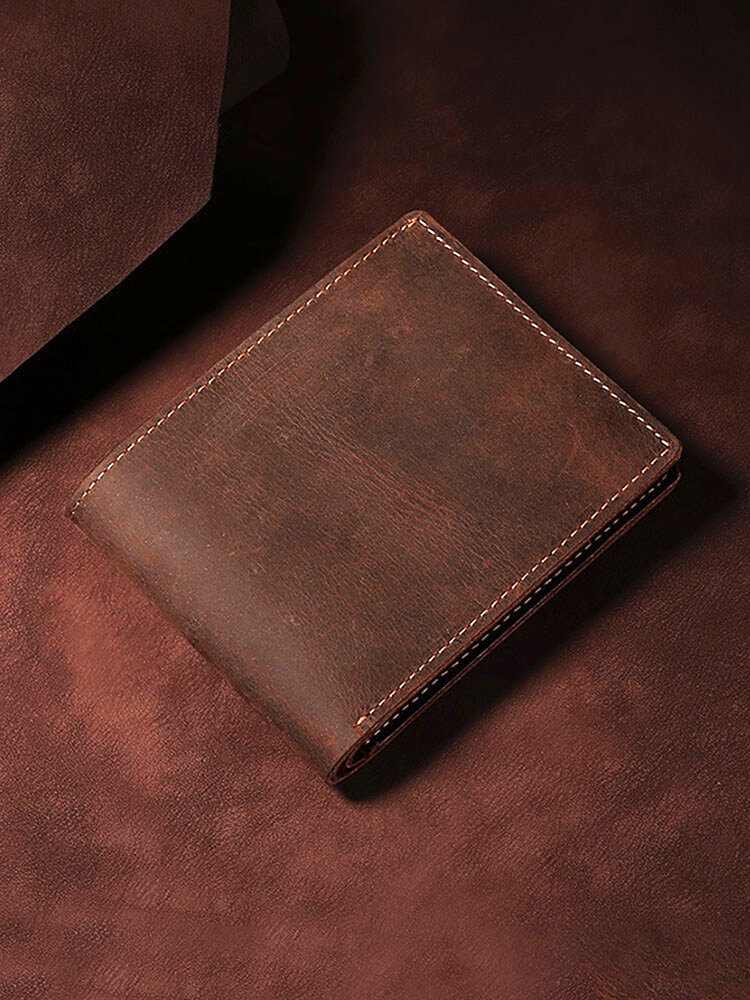 Men Vintage Multifunction Multi-Slots Genuine Leather Wallet Brief Purse