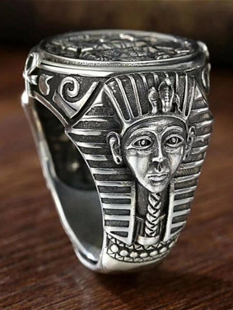 Vintage Personality Ancient Egyptian Anubis Stainless Steel Ring For Men Finger Jewelry Accessories