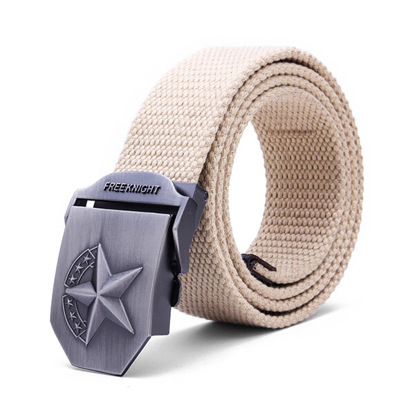 

140cm Five-Pointed Star Extended Thickening Canvas Weaving Buckle Belt, Khaki;coffee;army green;dark gray;black