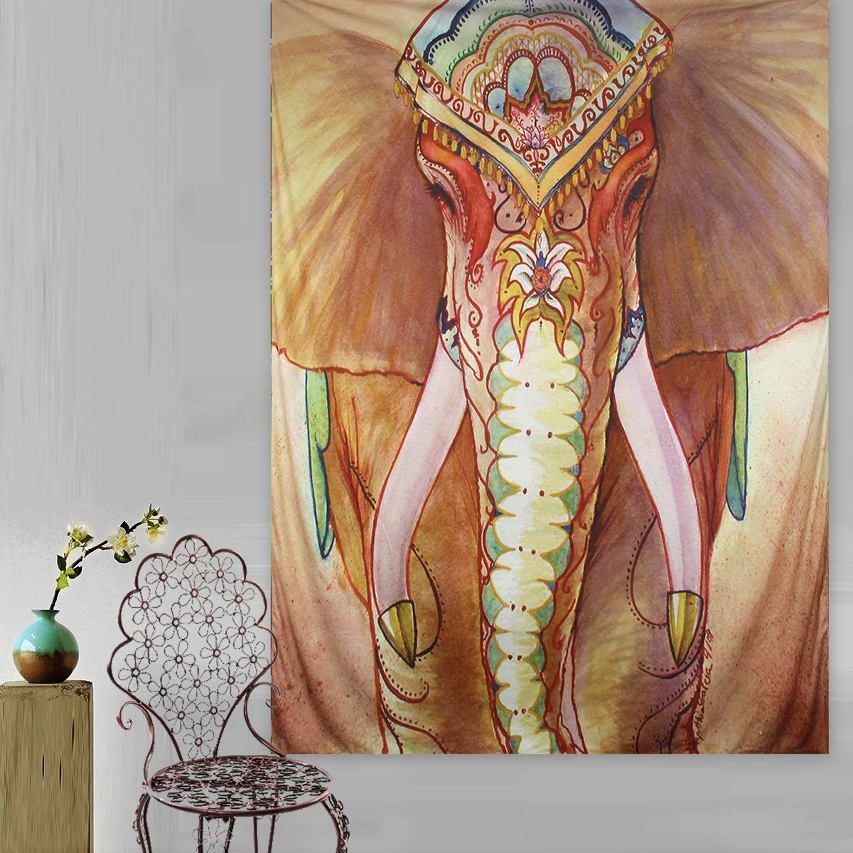 

Colorful Elephant Indian Mandala Wall Hanging Tapestry Hippie Bedspread Dorm
