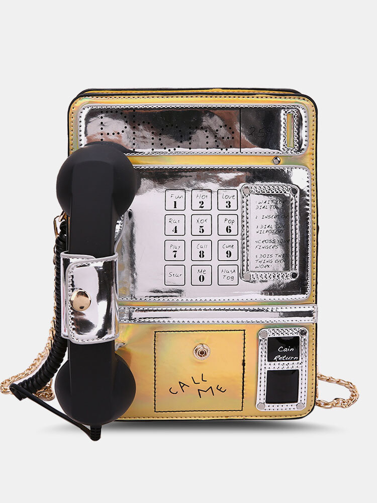 Women Laser PU Leather Public Phone Crossbody Bag Shoulder Bag